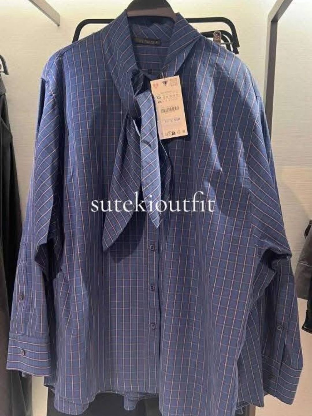 Zara Plaid Cotton Handkerchief Shirt - Checkered Tie Button-Up - Check Scarf Top - Picture 3 of 8